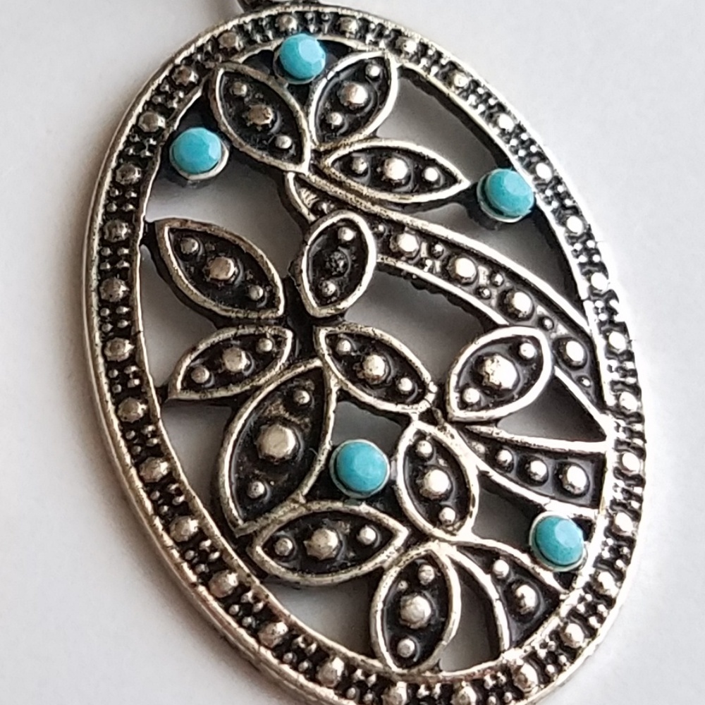 Earrings | Color: Silver/Turquoise - Picture 2 of 4
